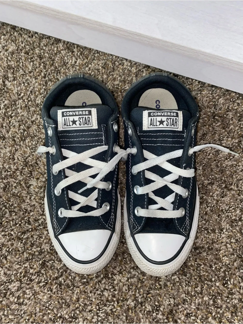 Classic Black Canvas Sneakers with White Trim